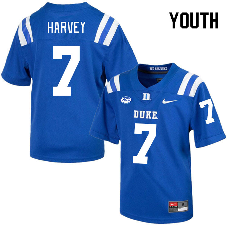 Youth #7 Javon Harvey Duke Blue Devils College Football Jerseys Stitched-Royal